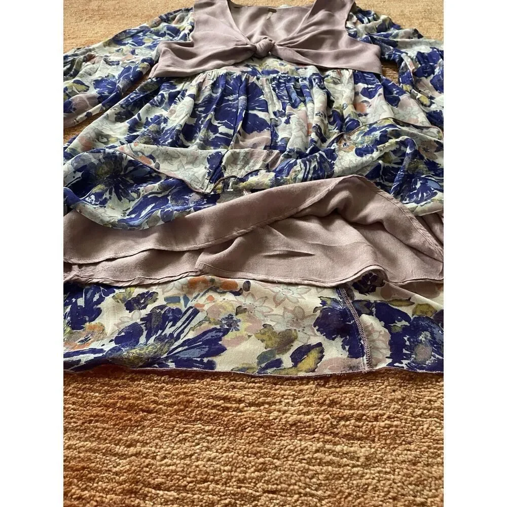 Free People Alice Vested Layered Dress Floral Purple Size SP